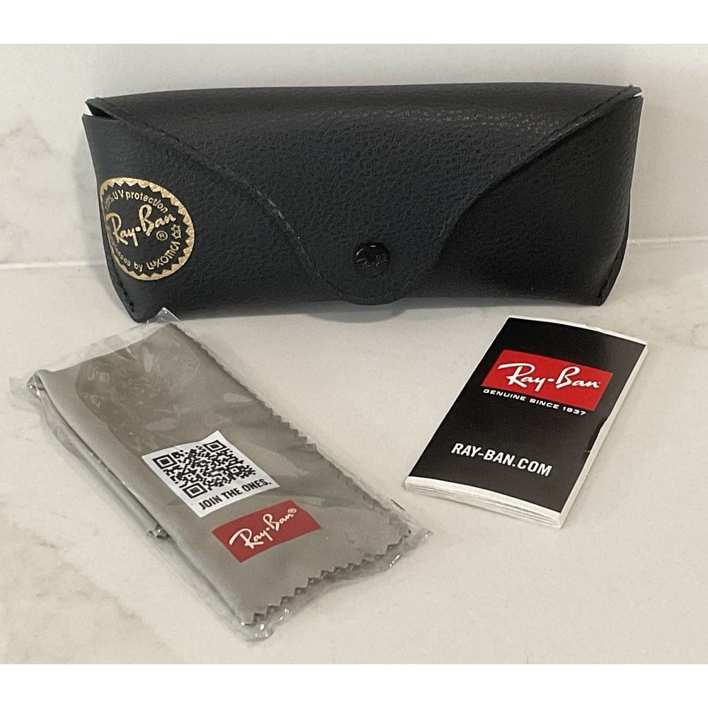 New Ray Ban Glasses Case Sunglasses Black Cleaning Cloth & Pamphlet